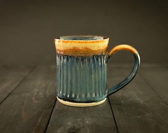 Handmade Wheel Thrown Ceramic Coffee or Tea Mug: Artisan Glazed Pottery Mug 12 ounce