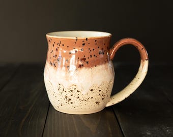 Handmade Wheel Thrown Coffee or Tea Mug: Artisan Glazed Pottery Mug 16 oz