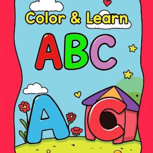 Libro para colorear imprimible del abecedario para niños / Letras y palabras divertidas de la A a la Z / Descargar PDF