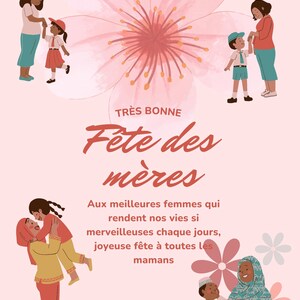 Carte de Fête des Mères – Message tendre et design fleuri