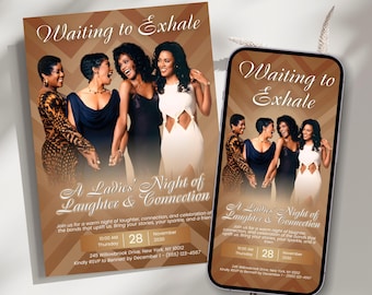 Waiting to Exhale Pajama Party Invitation, Animated Ladies Night Evite, Boho Sleepover Video Invite, Boho Ladies Party, canva Editable