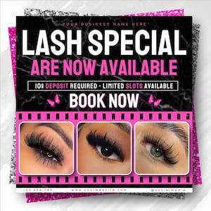 Lash Booking Flyer: Editable Canva Template for Lash Techs (Digital Download)