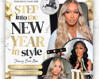 January Booking Flyer, Hair Lash Nail Makeup, January Books Open Flyer, New Year Booking Flyer, Book Now Flyer, Appointment (Canva Template)