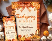 Thanksgiving Dinner Invitation: Friendsgiving Party Invite, Pumpkin Fall Theme (Editable Canva Template)