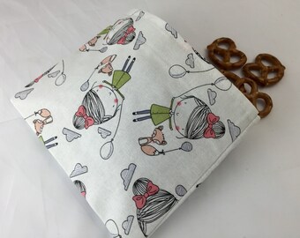 Reusable Snack Bag, Reusable Baggie, Fox Snack Bag, Fabric Snack Bag, Reusable Fabric Snack Bag - Girl and Fox Friends