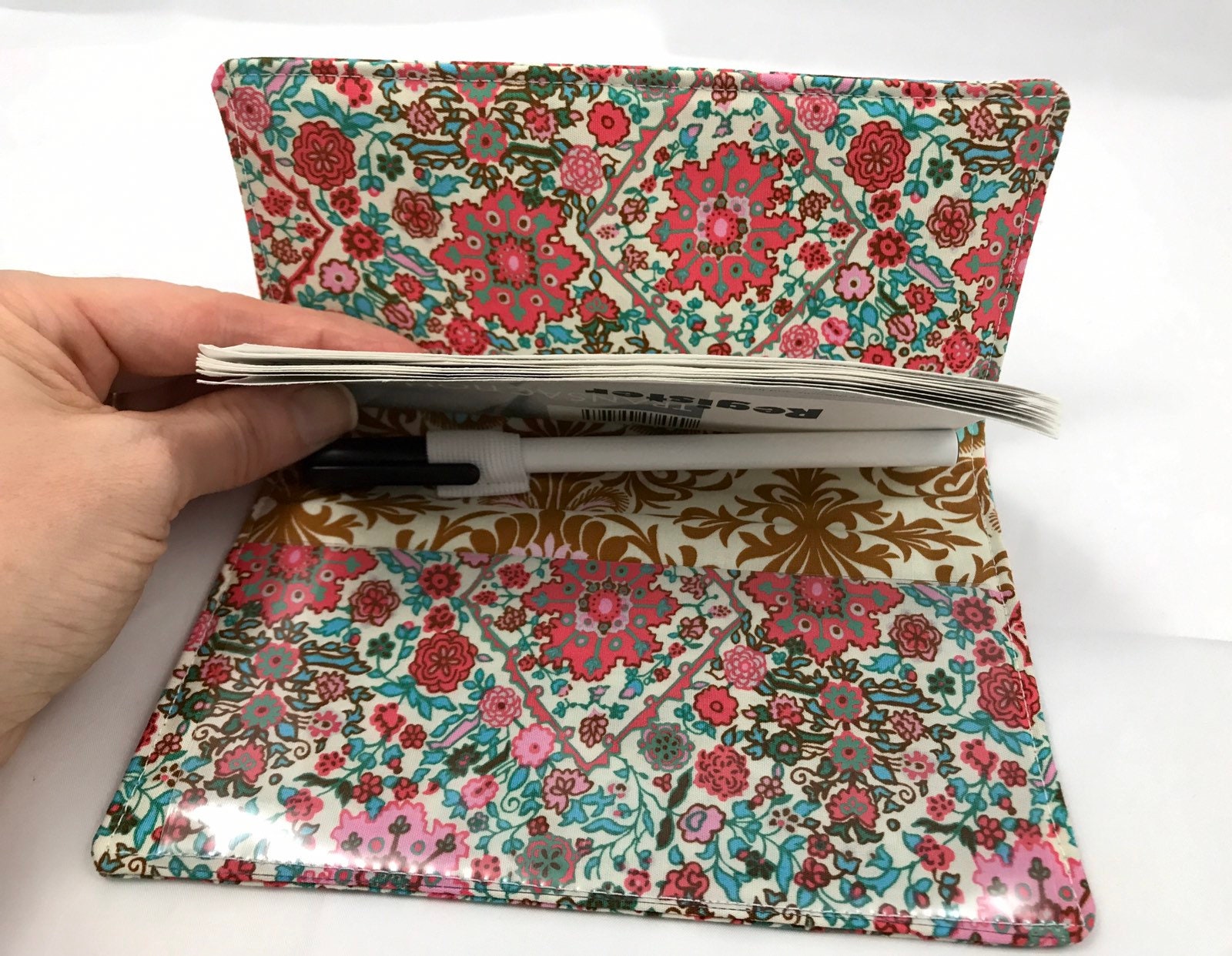 Tan Duplicate Checkbook Cover Pen Holder Beige Duplicate Etsy