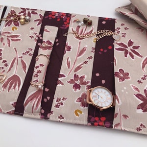 Organizador de joyas, bolsa de joyería de tela en rollo de joyería, estuche de joyería de viaje Estuche de joyería rojo - Mayfair