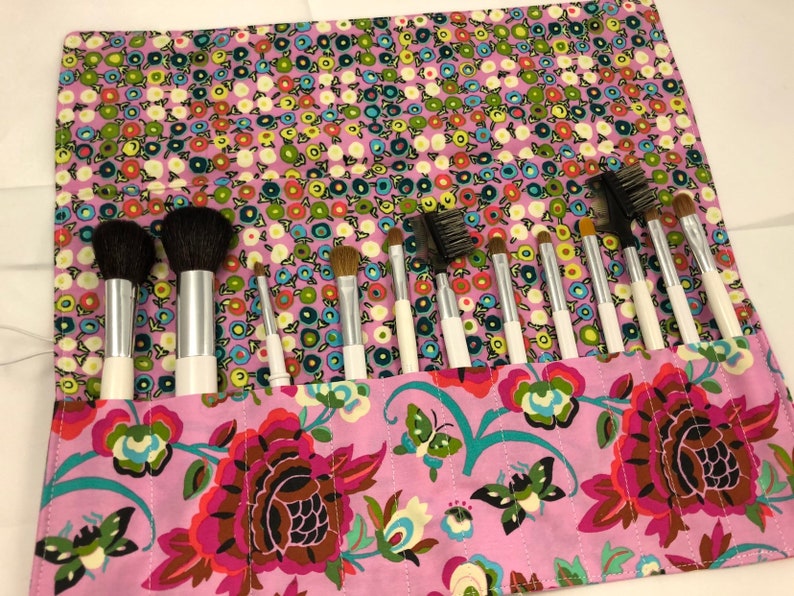 Travel Makeup Brush Case Makeup Brush Roll Make Up Brush Holder Makeup Brush Bag Makeup Brush Organizer Field Folly Berry Pink