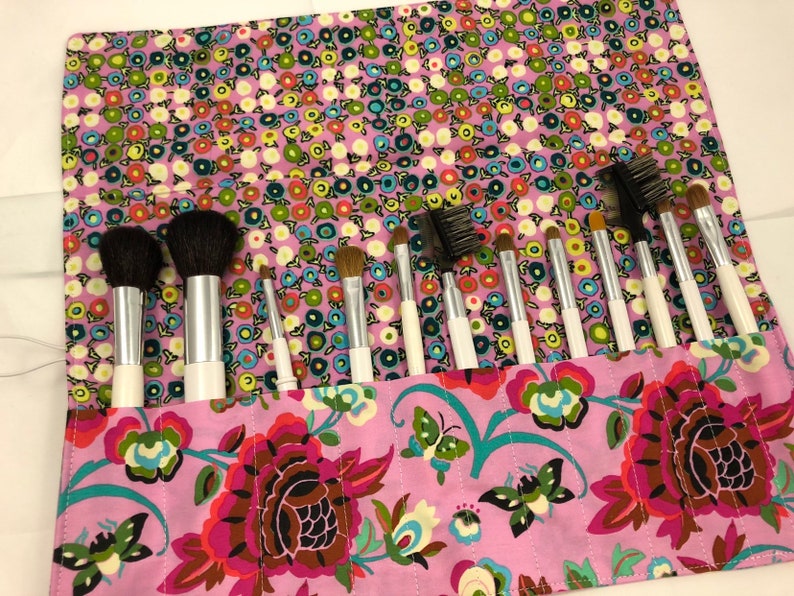 Travel Makeup Brush Case Makeup Brush Roll Make Up Brush Holder Makeup Brush Bag Makeup Brush Organizer Field Folly Berry Pink