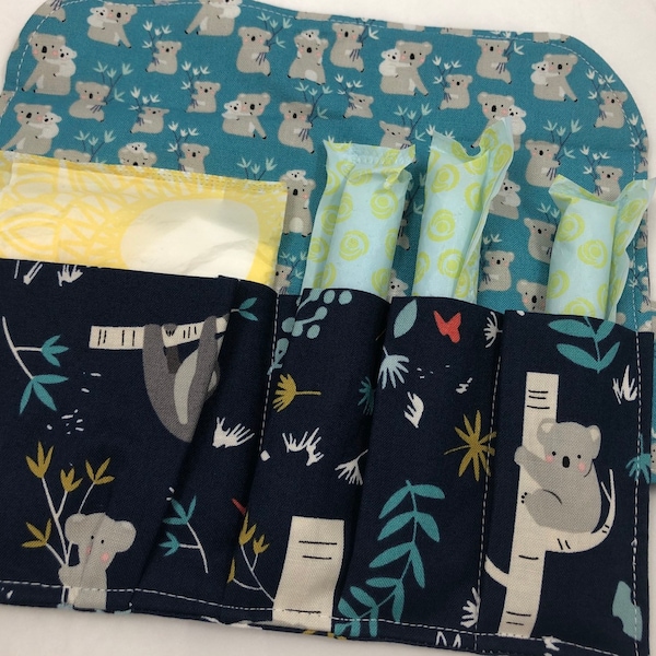 Privacy Pouch, Tampon Case, Sanitary Pad Case, Pad Pouch, Tampon Bag, Tampon Cozy, Tampon Holder - Koala Bear Joey Blue
