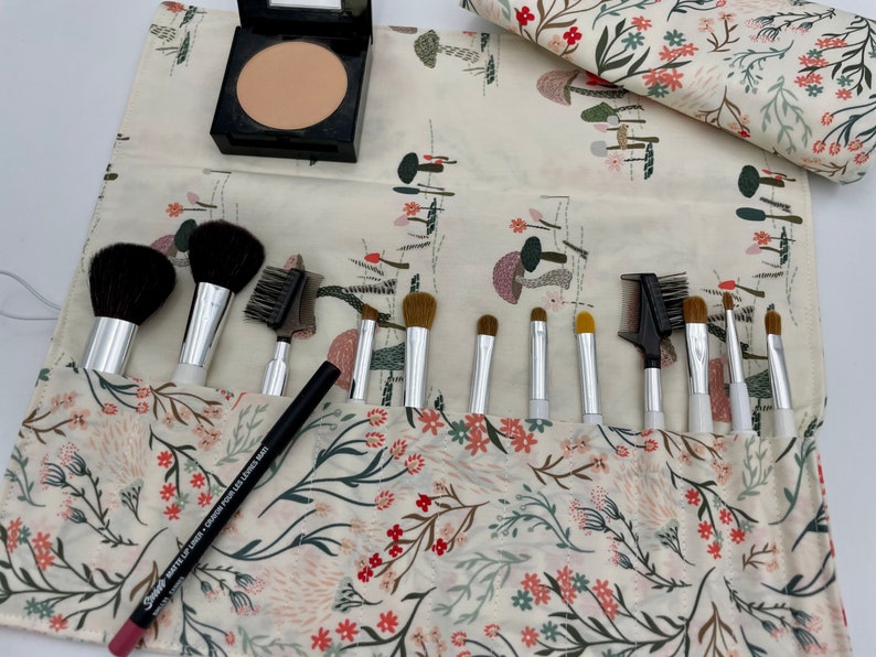 Make Up Brush Holder, Travel Makeup Brush Roll, Makeup Brush Organizer, Makeup Brush Case, Travel Cosmetic Brush Bag Meadow Wind image 6