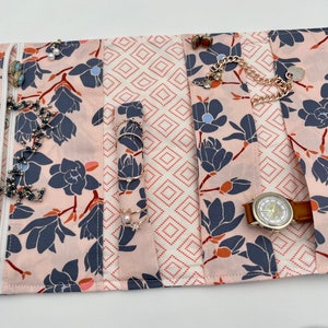Jewelry Organizer, Travel Jewelry Roll, Fabric Jewelry Pouch, Travel Jewelry Case, Orange Jewelry Case -  Charleston Magnolia