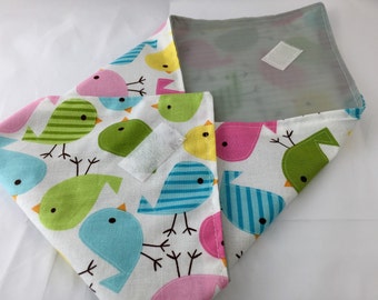 Reusable Sandwich Wrap Bag, Girls Sandwich Mat, Bird School Lunch - Birds Spring