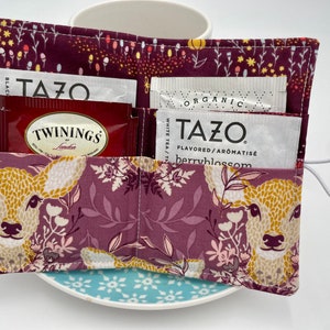 Purple Tea Wallet, Tea Bag Holder, Tea Bag Wallet, Teabag Wallet, Teabag Holder, Tea Bag Cozy - Deer Ruby Purple