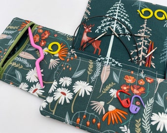 Interchangeable Knitting Needle Case, Knitting Notions Storage, Crochet Hook Roll, Knitting Needle Organizer - Wild Gatherings