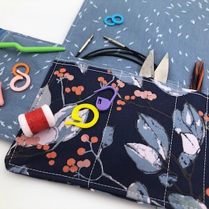 Estuche intercambiable para agujas de tejer, almacenamiento de nociones de tejer, rollo de agujas de ganchillo, organizador de agujas de tejer - Branchlet Blue