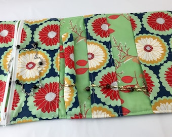 Travel Jewelry Roll Jewelry Organizer Jewelry Case Jewelry Roll Up Jewelry Bag Jewelry Wallet - Reminisce Enamored in Cranberry