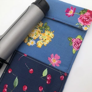 Blue Curling Iron Holder, Curling Iron Case, Flat Iron Holder, Flat Iron Case, Curling Iron Bag, Flat Iron Sleeve - Blossoms in Marine