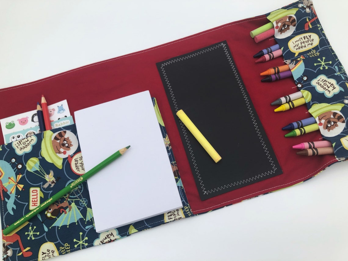 Activity Wallet Travel Crayon Roll Chalkboard Mat Crayon Etsy