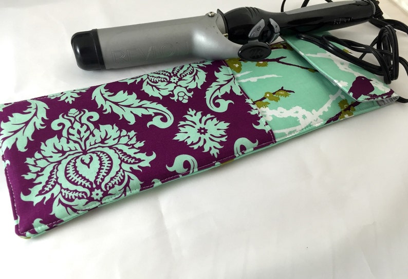 Curling Iron Case Hair Straightener Curling Iron Cover Curling Iron Sleeve Sparrows in Plum Travel Flat Iron Case Flat Iron Holder