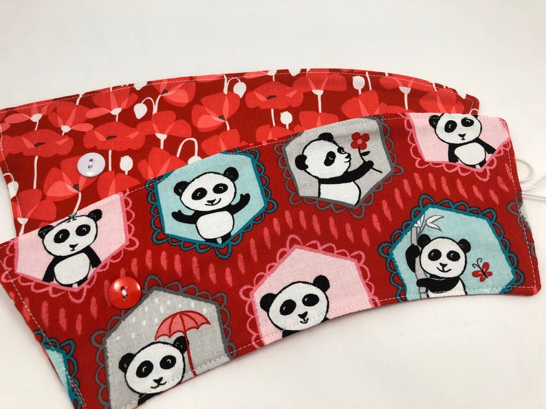 Reversible Coffee Cozy, Insulated Coffee Sleeve, Coffee Cuff, Iced Coffee Sleeve, Hot Tea Sleeve, Cold Drink Cup Cuff Red Panda and Flower image 9