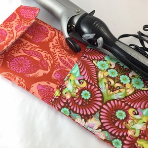 Curling Iron Cover, Curling Iron Holder, Curling Iron Case, Flat Iron Holder Flat Iron Case, Red Travel Case - Grandstand Orange Crush