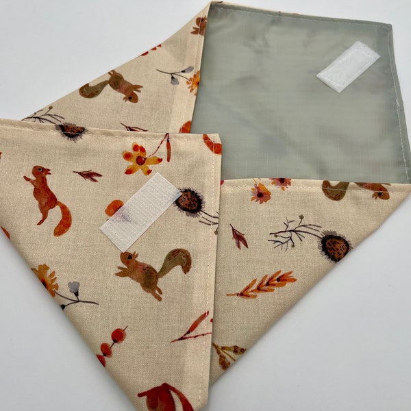 Reusable Sandwich Bag, Sandwich Wrap , Reusable Sandwich Mat, Sandwich Holder - Autumn Squirrel