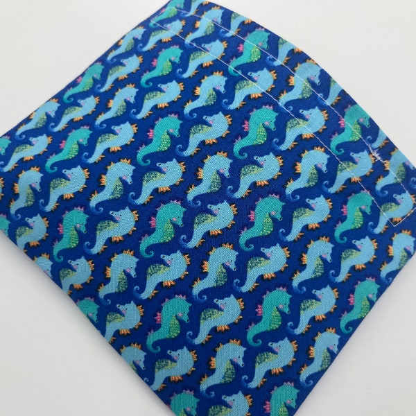 Reusable Snack Bag, Fabric Snack Bag, Owl Snack Bag, Snack Baggie -  Sea Horse Blue