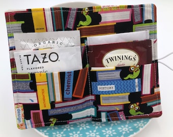 Tea Wallet, Librarian Tea Bag Holder, Tea Bag Wallet, Teabag Wallet, Teabag Holder, Tea Bag Cozy - Bookworm Book Reader 37