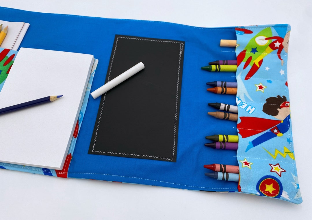 Activity Wallet Travel Crayon Roll Chalkboard Mat Crayon Etsy