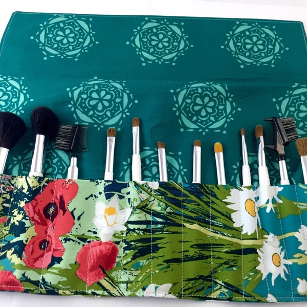 Makeup Brush Holder, Makeup Brush Roll, Travel Makeup Brush Organizer, Make Up Brush Bag, Cosmetic Brush Case - Mothers Garden in Rich