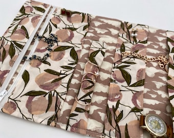 Jewelry Organizer, Jewelry Roll Fabric Jewelry Pouch, Travel Jewelry Case Red Jewelry Case - Herstory Floral