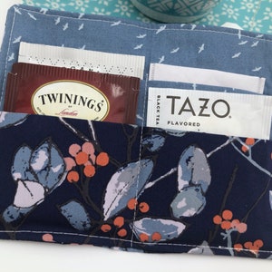 Tea Wallet, Tea Bag Holder, Tea Bag Wallet, Teabag Wallet, Teabag Holder, Tea Bag Cozy - Branchlet Blue 19