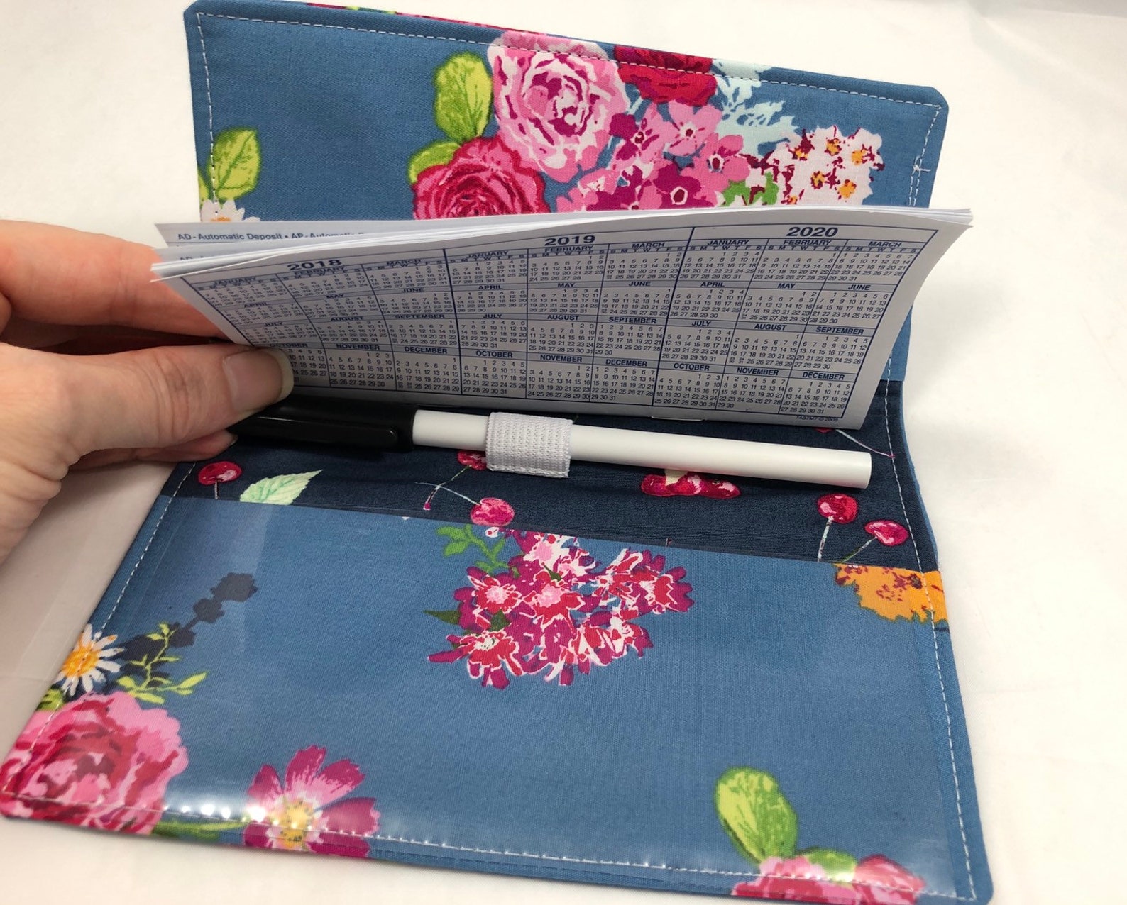 Grey Duplicate Checkbook Cover Pen Holder Duplicate Etsy