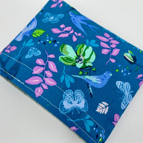 Reusable Snack Bag, Fabric Snack Bag, Owl Snack Bag, Snack Baggie -  Anew Birds Teal Blue