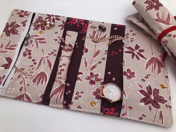 Jewelry Organizer Jewelry Roll Fabric Jewelry Pouch Travel