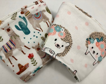 Reversible Coffee Cozy, Insulated Coffee Sleeve, Coffee Cuff, Iced Coffee Sleeve, Hot Tea Sleeve, Cold Drink Cup Cuff - Llama and Hedgehog