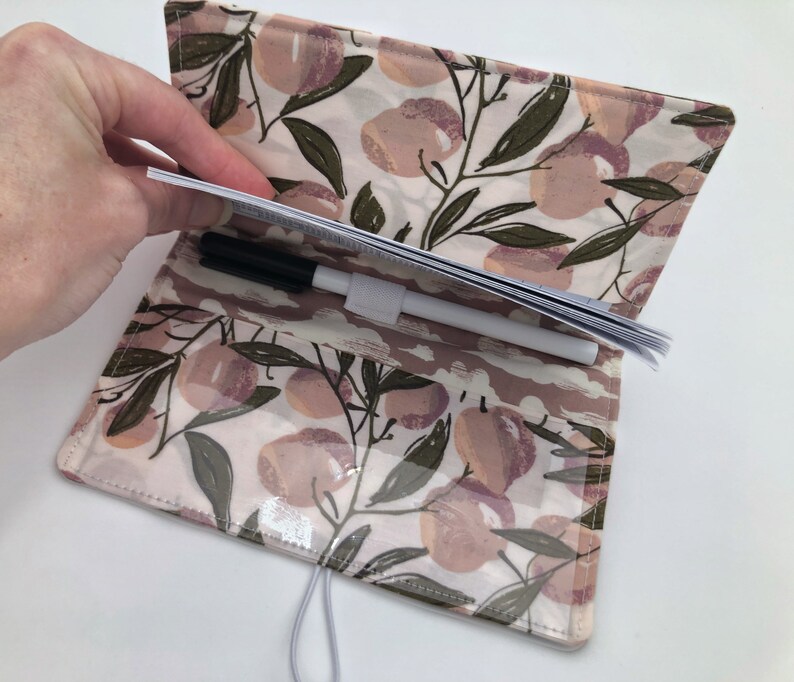 Herstory Floral Beige Duplicate Check Book Register Pen Holder Tan Duplicate Checkbook Cover Fabric Checkbook Cover
