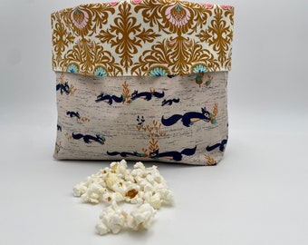 Borsa per popcorn riutilizzabile, popcorn per microonde riutilizzabile, popcorn per microonde accogliente, porta snack ecologico - scoiattoli