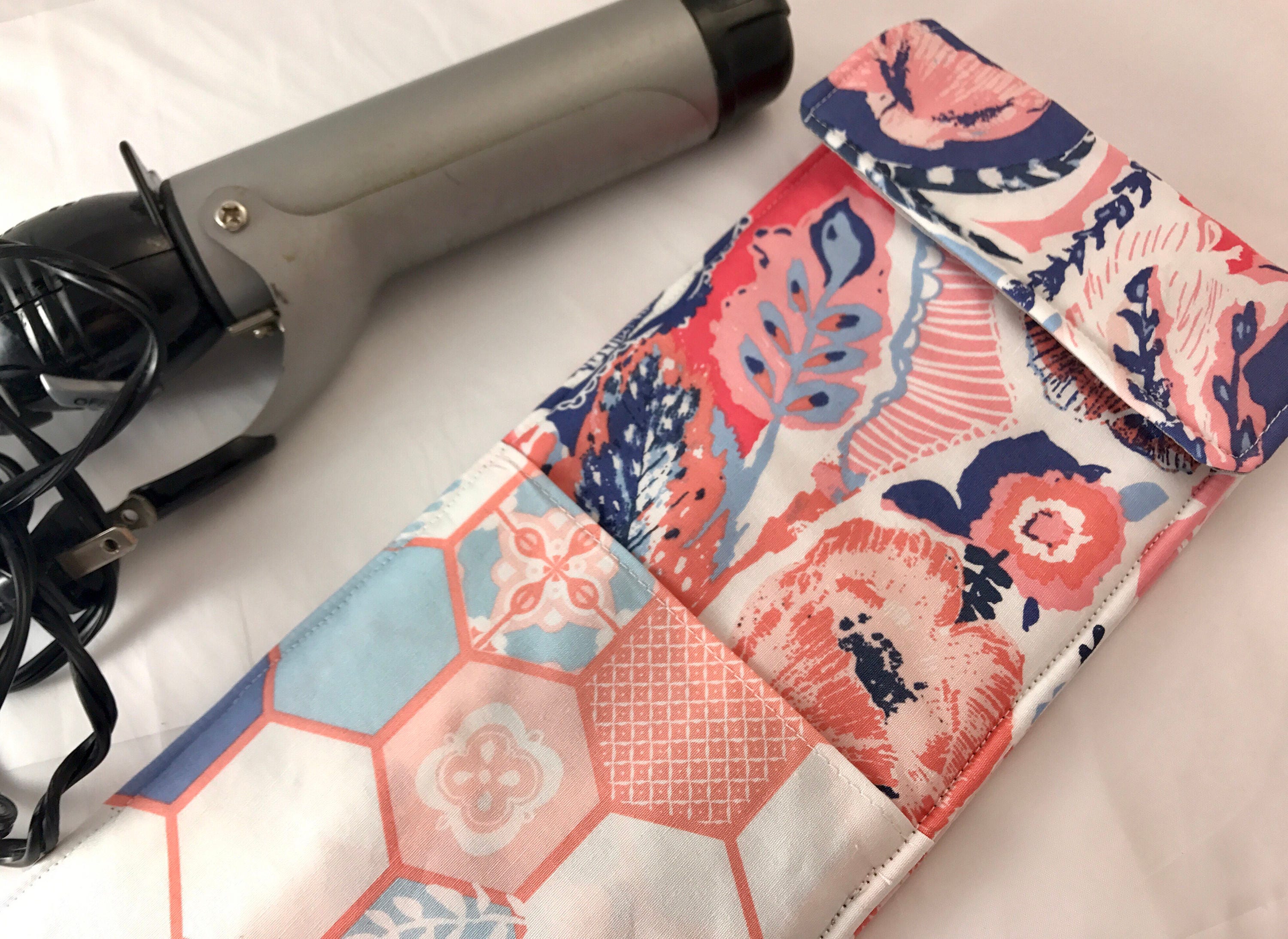 Hot Tool Holster, Flat Iron Case, Curling Iron Case, Curling Wand Case,  Travel Tool Case, Flat Iron Sleeve, Rifle Paper Fabric Travel Case 