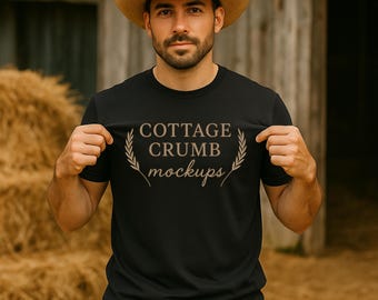 Comfort Colors Black Cowboy T-Shirt Mockup: Rustic Western Design