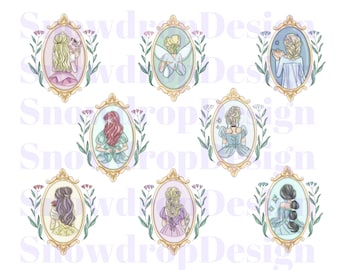 Disney Princess Floral PNG Bundle (Digital Download)