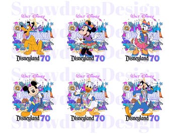 Retro Disneyland 70th Anniversary PNG, Mickey and Friends (Digital File)