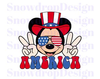 Mickey Mouse 4th of July PNG, USA Glasses Sublimation (Digital Download)