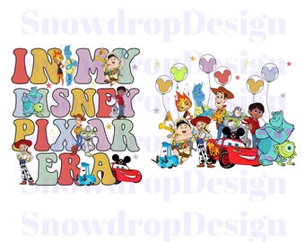Disney Pixar Cartoon Clipart Designs, Kids Shirts (PNG, Digital Download)