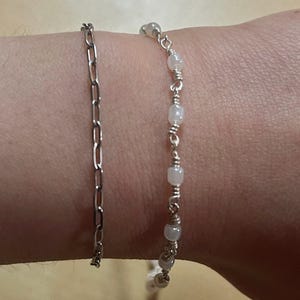 Tide Kissed White Beaded Silver Hand Made Bracelet