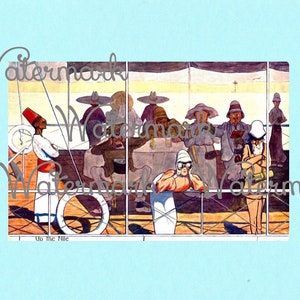 Vintage Victorian Tourists in Egypt, Up the Nile, DIY Passport Cover Image, Instant Digital Download
