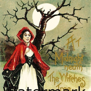Vintage Halloween HBG Glamorous Lady Witch with Black Cat. Digital Download