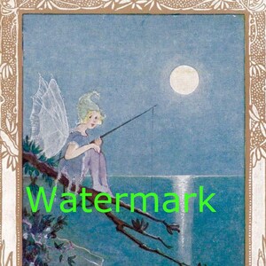 Vintage Fairy Fisherman. Digital Image