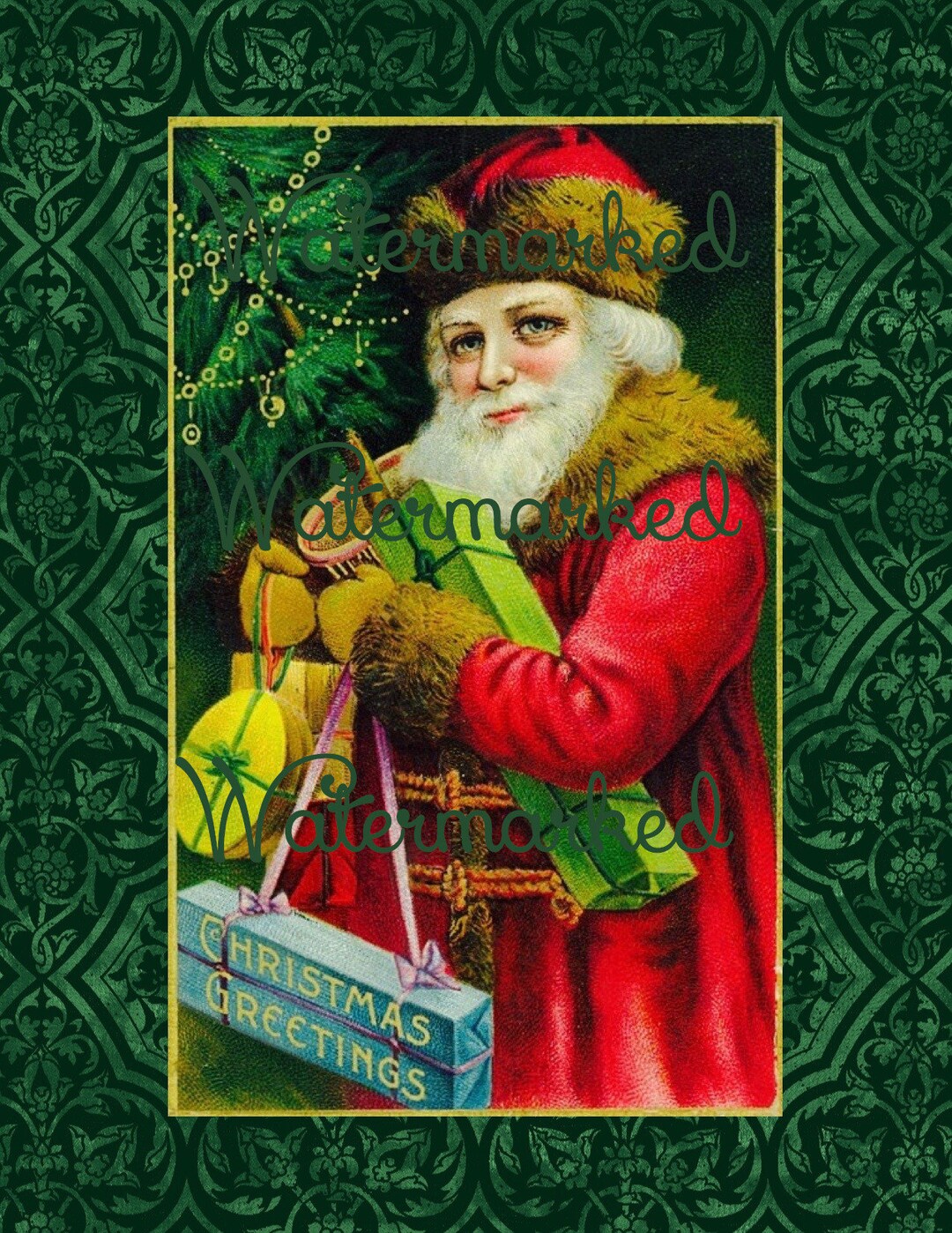 Vintage Old World Christmas Santa Claus Red Fur Trimmed Robe & Hat, 2 ...